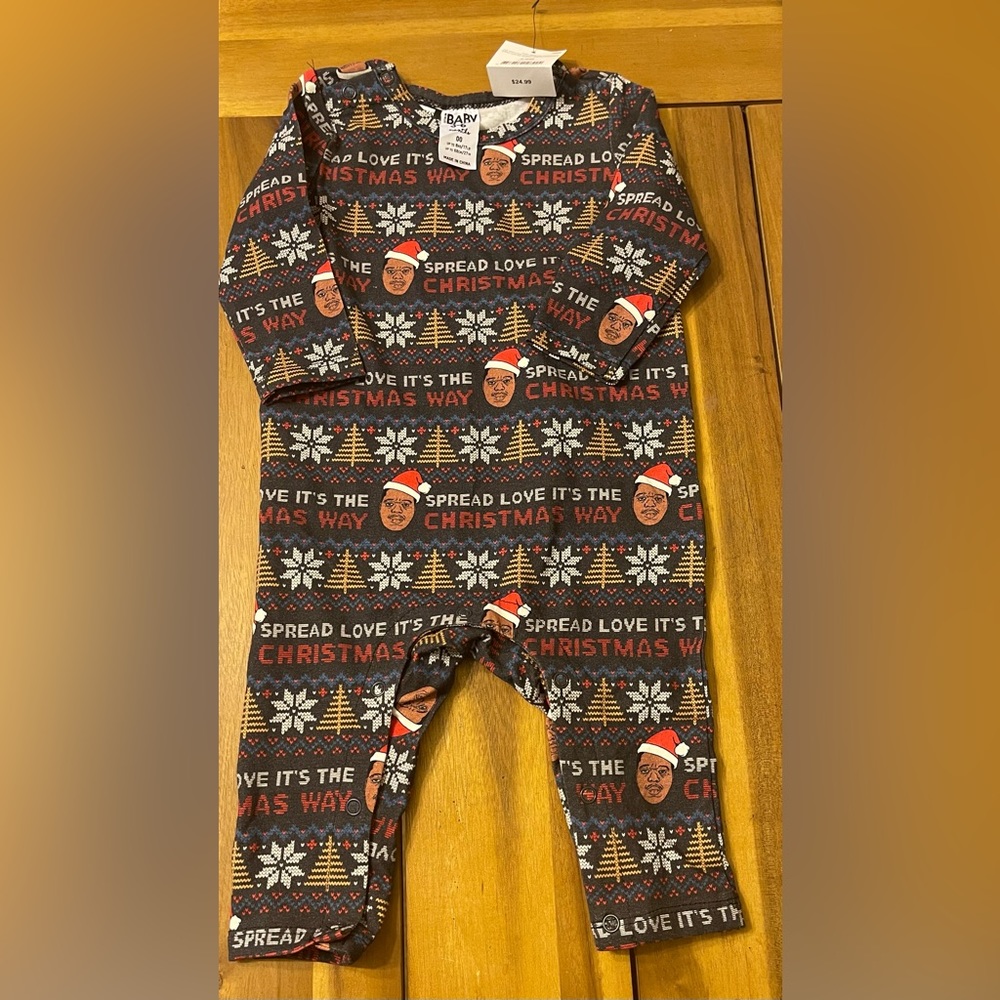 Notorious Biggie Smalls Christmas Onesie Size 3-6 months